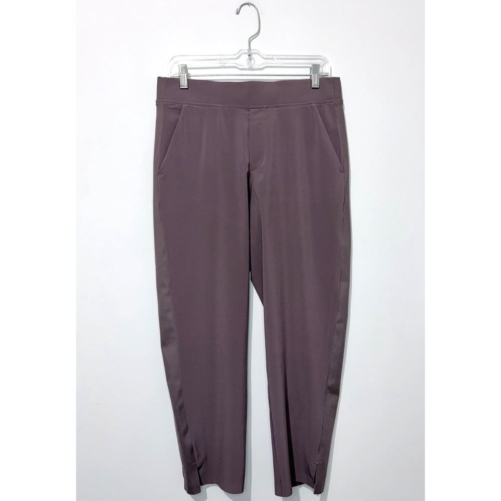 Athleta Brooklyn Ankle Pants Womens 8 Petite Mauve Zip Pockets Elastic Waist - Picture 3 of 10